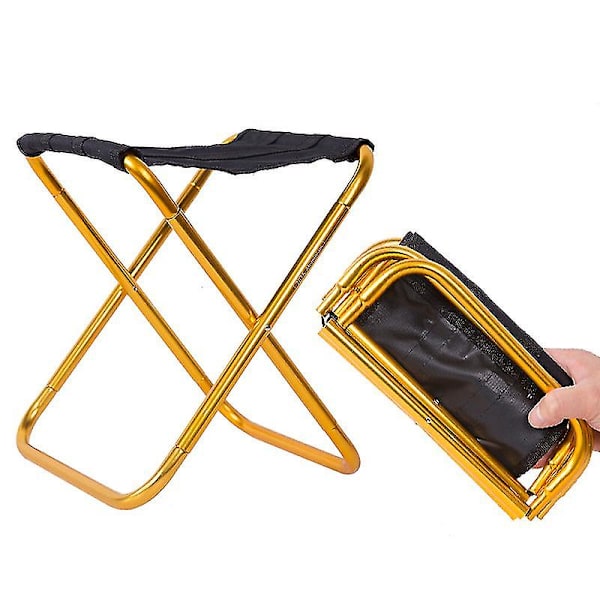 Utomhusfällbar stol Campingpall Bärbar fiskestol Lätt resestol Golden