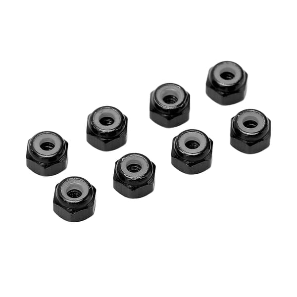 8 st Aluminiumlegering Lås Mutter Nylon Foder M2 Hex Lås Mutter för Axial Scx24 1/24 RC Modeller Svart