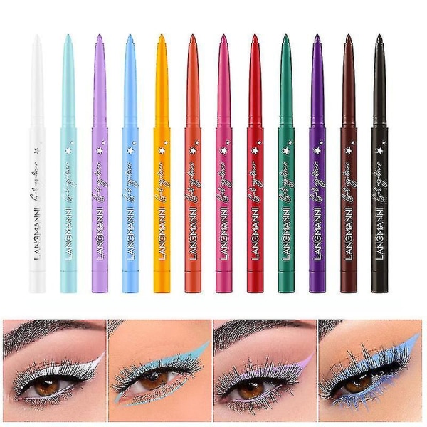 12 färger Eyeliner Set Matt Eyeliner Penna Vattentät Colorful Liquid Eyeliner Kit