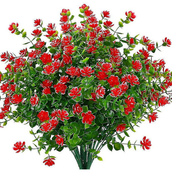 Konstgjorda falska blommor utomhus, falska plast grönt bröllop gårdsinredning 12 st röd lotus red
