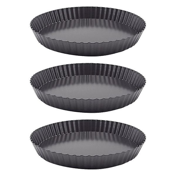 3 st non-stick pizzapanna Bakform Kolstål Pizzatallrik Rund djup tallrik Bricka Mould Bakverktyg