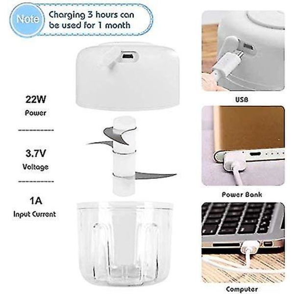 Mini Elektrisk Hackare, 250ml Mini Mixer Kötthacker, elektrisk Morotskvarn Vegetabilisk Rapier Multi