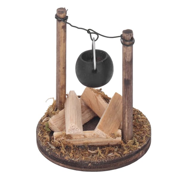 DIY Dockhus Eldstad Trä Miniatyr Dockhus Ugn Spis Matlagning Pot Dekoration