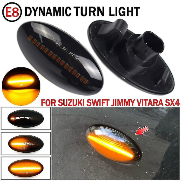 2 stk Led Dynamic Side Marker Blinklys Sekvensielt Blinker Lys Amber Indikator Kompatibel med Suzuki Swift Jimmy Vitara Sx4 Alto Dynamic Crystal Type