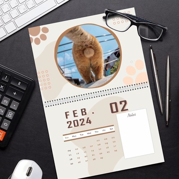 Den nya Cat Balls Calendar 2024, Funny Cat Butthole Calendar 12-månaders Cat Balls Calendar, New Funny Cat Ball Wall Calendar 2024, Julklapp