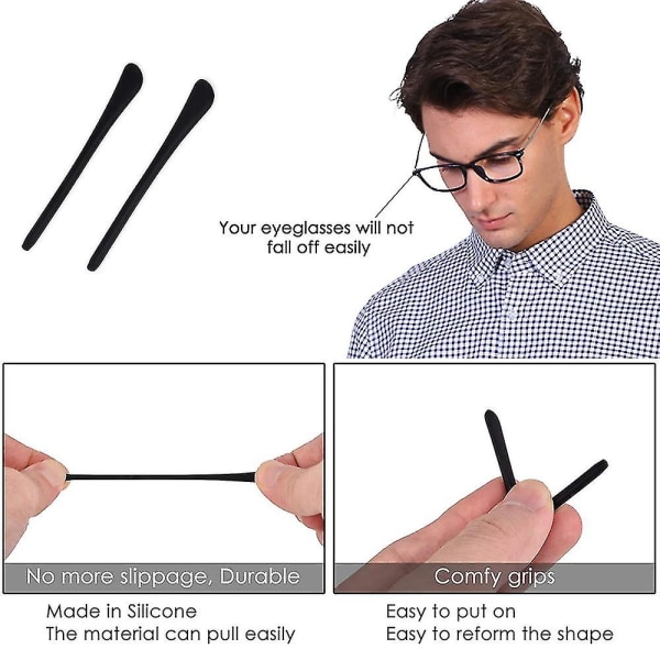 Eyeglass End Tips Anti-skli silikon ørestrømpestykker Tube Sleeve
