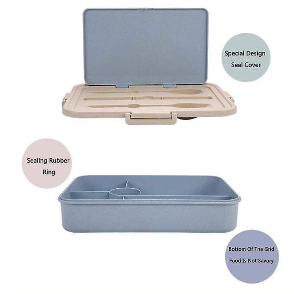 Bento Box Madkasse Kompatibel med Børn Voksne Med 5 rum, Lækagesikker