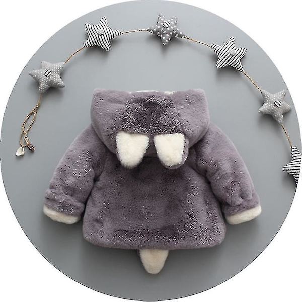 Hhcx-kids pige dreng vinter varm fleece hætte frakke imiteret pels jakke overtøj Gray 6-12 Months