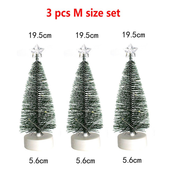3Pcs LED Warm Lights Glowing Christmas Tree Ornaments Christmas Party Home Decoration Set Size M