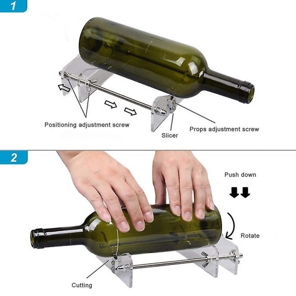 Lasi tee-se-itse -leikkurityökalu akryyli ammattimainen pullon rullaamiseen leikkaamiseen lasipullon leikkaamiseen työkalut viiniolutruuvimeisseli Transparent Black