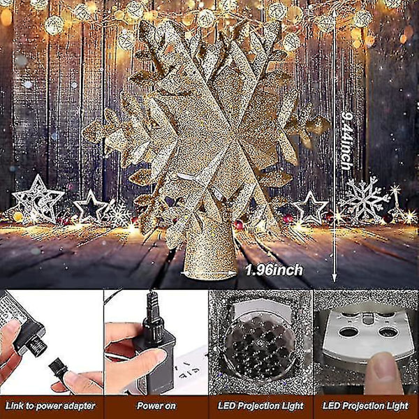 Juletræ Topper Oplyst Stjerne, Projektor Til Juletræ Ornament gold snowflake