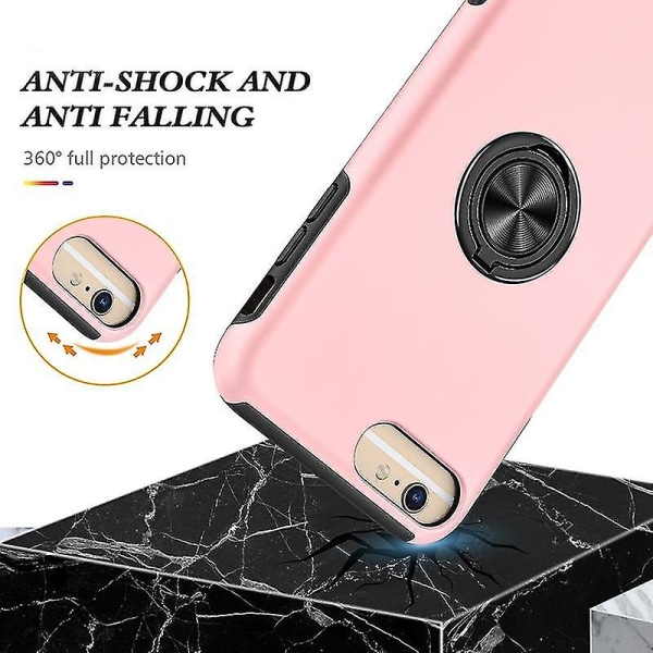 Magneettirengas Kickstand Iskunkestävä phone case Iphone 6 Plus -puhelimelle (musta) Rose Gold