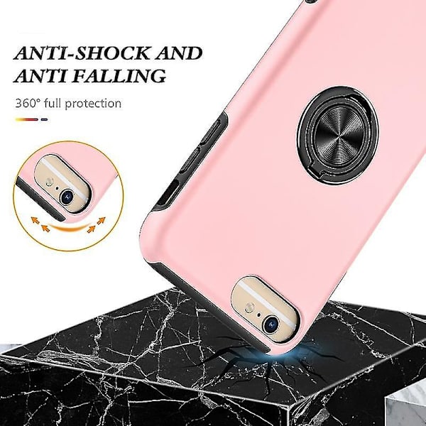 Magneettirengas Kickstand Iskunkestävä phone case Iphone 6 Plus -puhelimelle (musta) Rose Gold