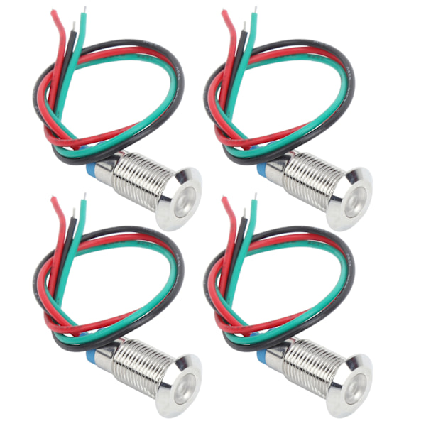 4-Deles Metal LED Indikatorlys Sæt, Fælles Katode, 8mm 12-24V Rød & Grøn til Industriel Kontrol