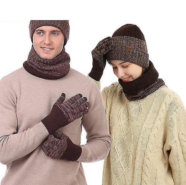 【BQ】Vinterlue Skjerf Hansker Sett brown