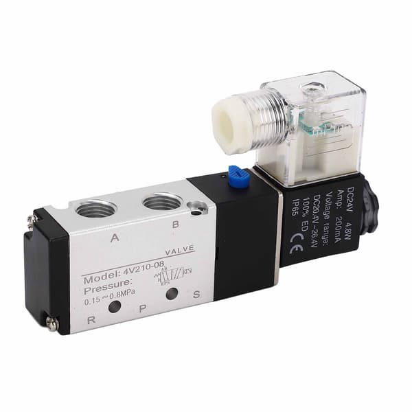 4V210‑08 Elektrisk Magnetventil Normal 2 Position 5 Vejs Luftkomprimeret Afløbsventil til Automatisk Værksted DC 24V