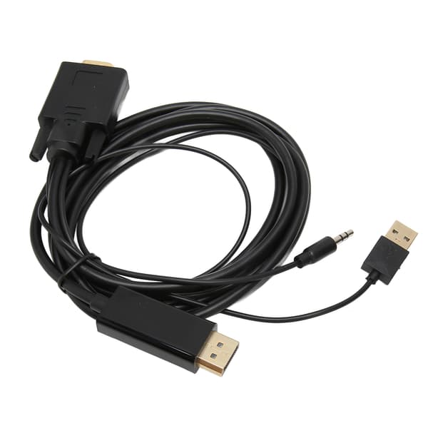 VGA til DP Connector Kabel HD Video Converter Kabel med Strømforsyning og Lyd til Computer Desktop Laptop PC Skærm