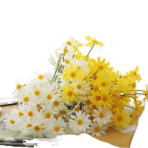 Konstgjord blomma tusensköna bukett falsk blomma 5 holländsk krysantemum kosmos bröllop heminredning siden blomma White