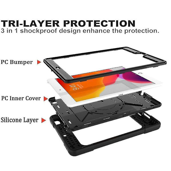 Tpu + case med 360 vridbar Kickd och S för 10.2 (2019)