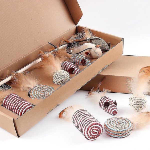 Hhcx-7pcs Simulation Mouse Cat Toy Cat Stick Set Cat Scratch Bite Resistance Interactive Mouse Toy Cat