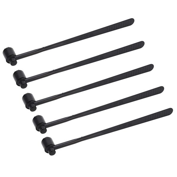5 stk. Plum Blossom Dermal Hammer med enkelt ende, sort ABS-håndtak og rustfritt stål for industriell bruk