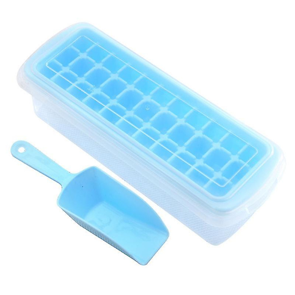 Ice Cube Fack Lock Och Bin Silikon Is Fack Med Skopa 33 grids BLUE