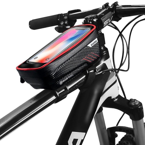 Regntät Cykelväska Ram Fram Top Tube Cykel Cykel Cykelväskor Vattentät 6.5in Telefon Touchscreen Mtb Tillbehör red