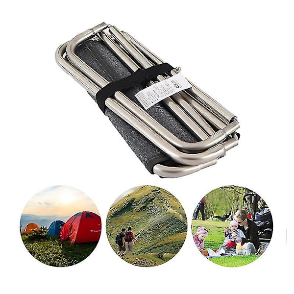 Rostfritt stål fjäderfällbar pall Utomhusfiske Camping Grill hopfällbar pallstol Gray