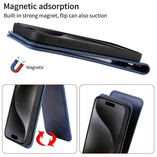 【BQ】Magnetiskt Vertikalt Flip Läder Telefonfodral Blu Blue For Redmi Note 14 5G