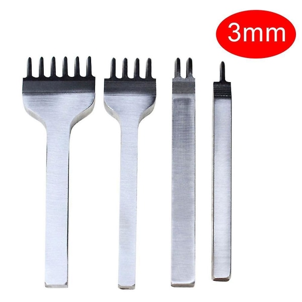 Lær håndverksverktøysett rustfritt stål hullmeisel gravering søm Punch Tools Kit 3mm