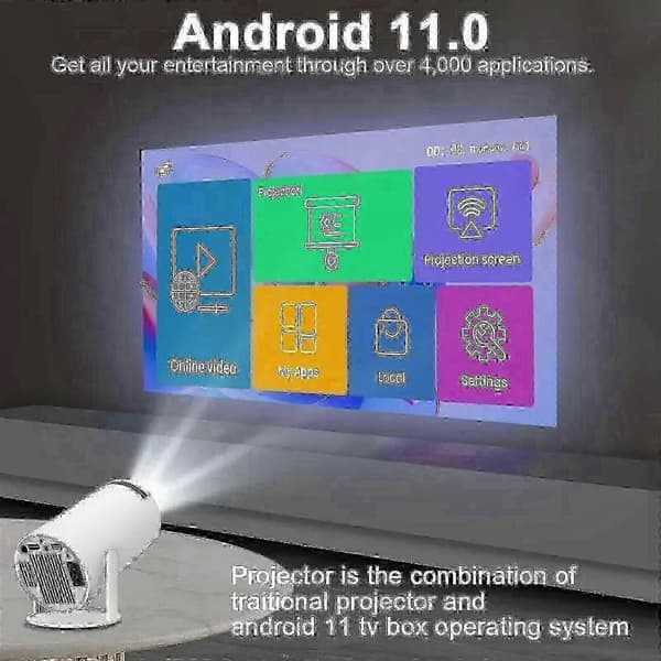 【BQ】5G 4K-projektor, intelligent LED med høj opløsning, understøtter WiFi, Bluetooth, HDMI-interface, USB-interface, Android-system 0 0 0