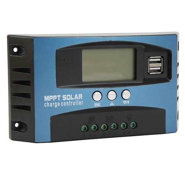 Solar Charge Controller LCD-display 2 USB-udgange Overstrømsbeskyttelse 12V 24V Selvtillpasning 100A Solpanelregulator