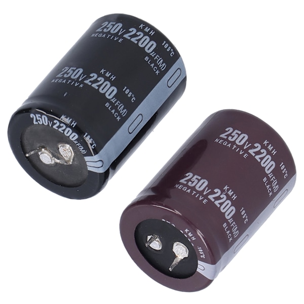2 kpl 250V 2200μF Alumiinielektrolyyttikondensaattoreita, sylinterimäinen, 105°C, 35 x 50mm