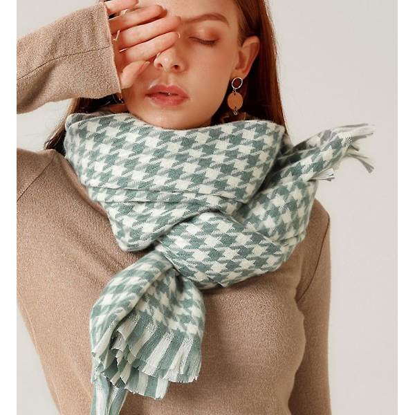 Tørklæde Til Damer Varmt Stort Tartan Tæppe Plaid Tørklæde Wrap Tykt Varm Pashmina Green