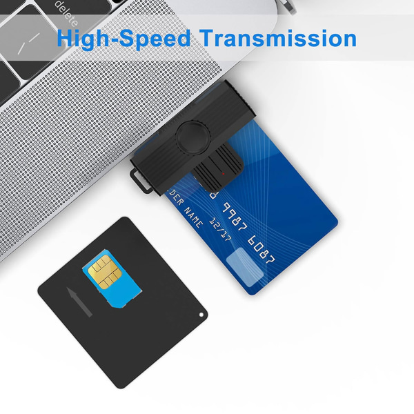 Typ C Smart Card Reader Smart Card/sim/id/ Card Smart Card Reader Adapter för Android-telefoner PC Co Black