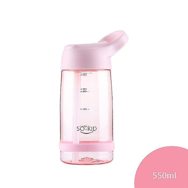Outdoor Water Bottle With Straw Sports Bottles Leak Proof Eco-friendly For Children School Pink 550ml