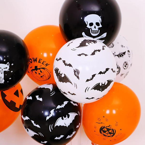 100 kpl Halloween-karnevaalijuhlakoristeita Bat Skull Ghost Pumpkin Ilmapallot