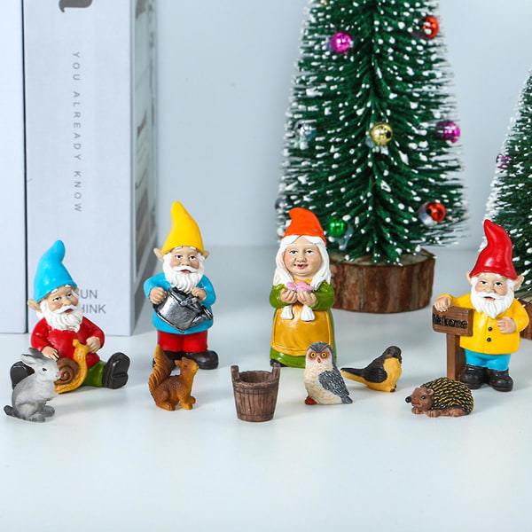 Dværge Dekoration Gnome Figurer Resin Realistisk Fairy Garden Sæt til Have Micro Landscape