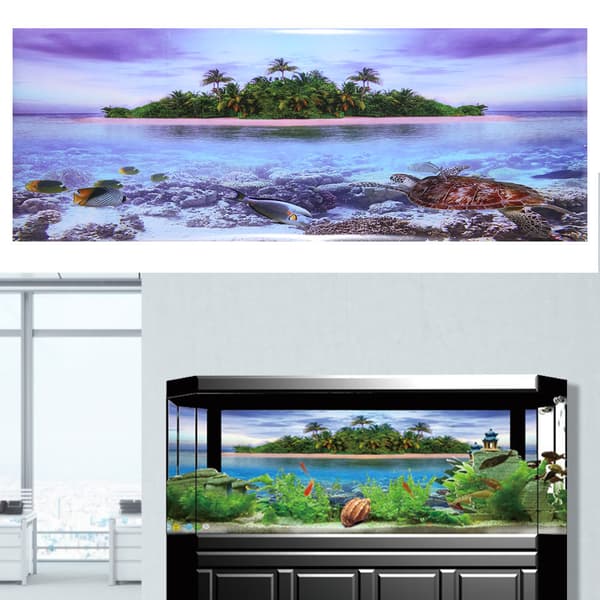 Kokospalme Strand 3D Selvklebende Akvarium Dekorasjon
