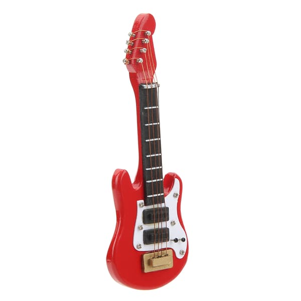 12 Skala Miniatyr Gitarr Modell Björk Målad Yta Verklighetstrogen Dekorativ Dockhus Röd Elgitarr