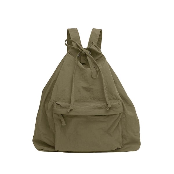 Kvinnor Ryggsäck Dragsko Nylon Daypack Casual axelväska Mode bokväska Green