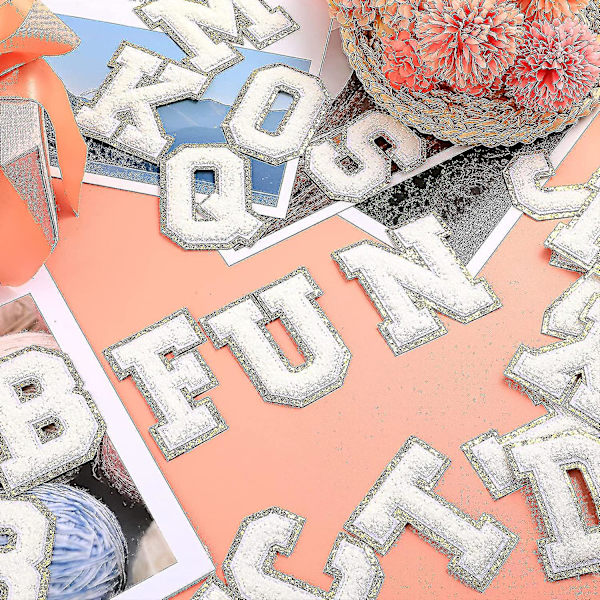 26 Pieces A-z Glitters Patch Iron On Letters Sew On Embroidered Patches Varsity Chenille English Alphabet Patches Applique Adhesive Repair Patches