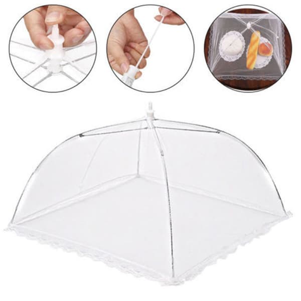 2-pack hopfällbart bordsöverdrag paraply myggflugsäkert för picknick BBQ