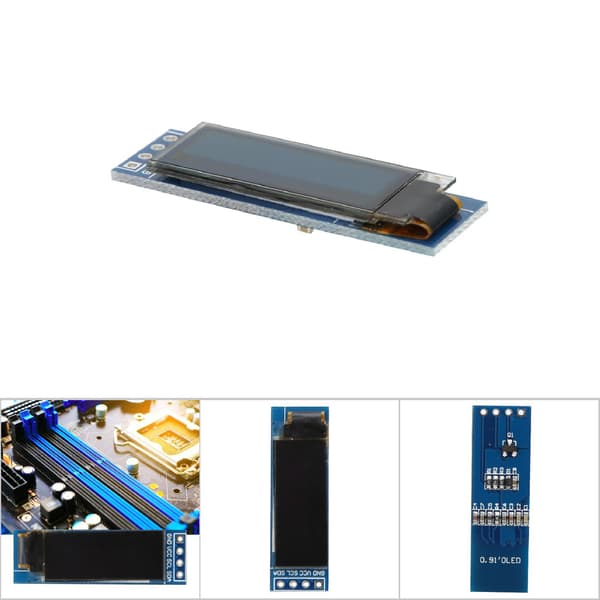 0.  91in OLED Display Modul IIC Grensesnitt 128x32 Hvit/Blå Display Modul 3.3~5V Blå
