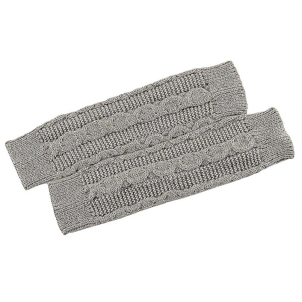 Naisten pitkät neulotut käsineet Sormettomat lapaset Käsivarrenlämmitin Paksu Thermal Light Gray