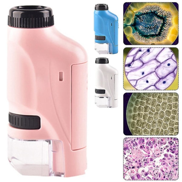 Håndholdt mikroskop 60-120x lommemikroskop Led lys bærbart minimikroskop Pink