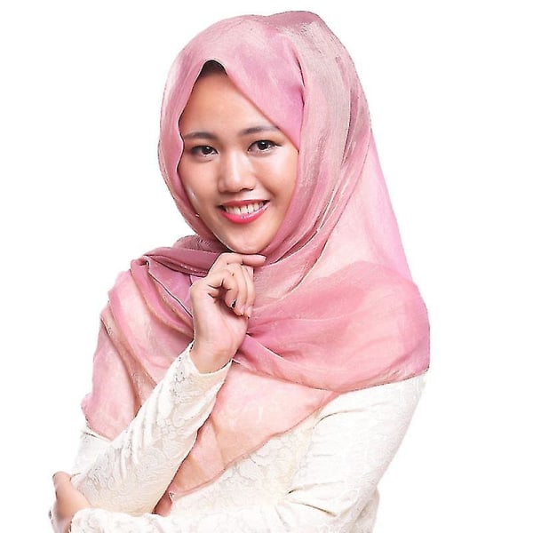 Kvinder Islamisk Muslim Hijab Tørklæde Blødt Sjal Dubai Full Cover Wrap Tørklæde Tørklæder Lotus Pink