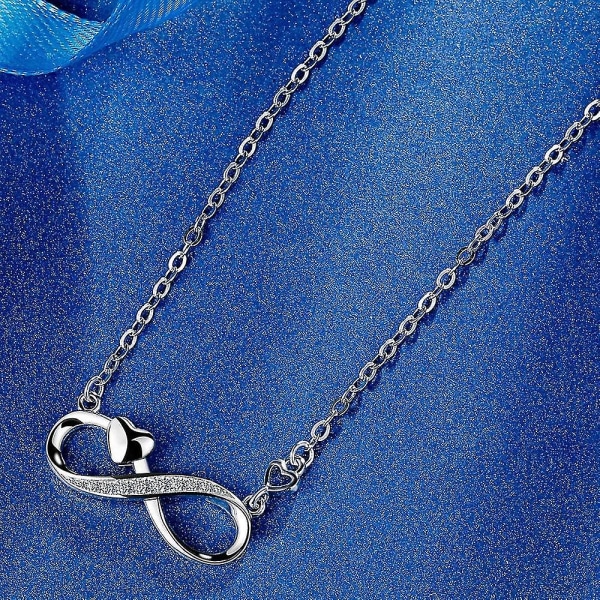 Ladies Chain 925 Sterling Silver Infinity Chain Sparkling Cubic Zirconia Love