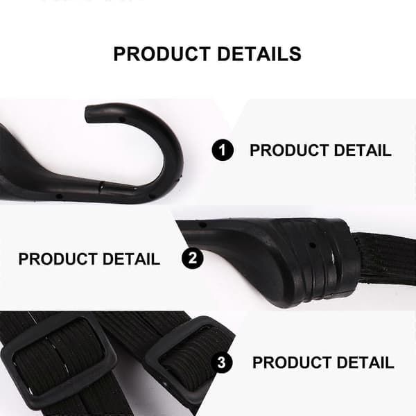 3 stk. motorcykel-spændebånd elastisk bagagerem spændereb bagagespænder sort Black 59X3.5CM