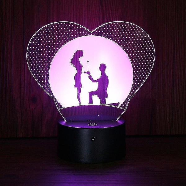 Hhcx-marry Me 3d Led Nattlys Barn Soverom Bordlampe